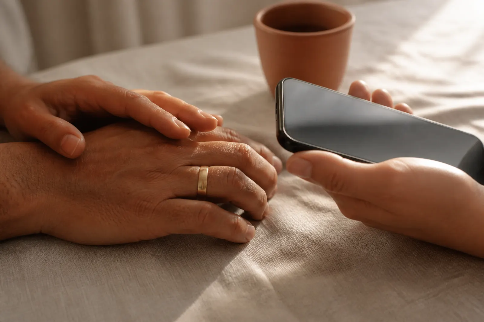 App mobile do casal acompanhando o casamento