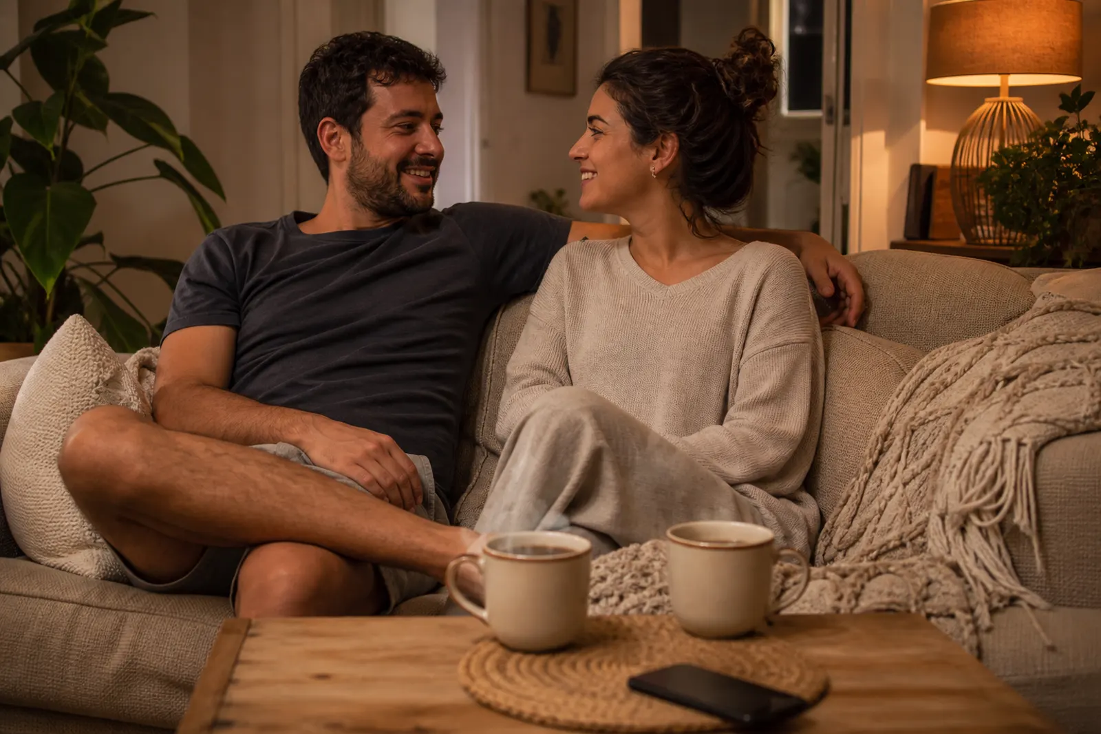 Casal usando o portal e reservando o WhatsApp para urgência